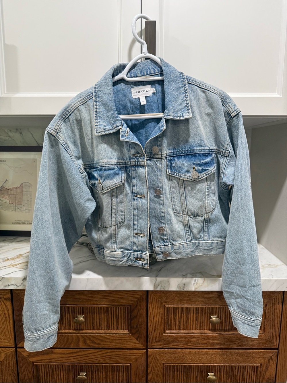 Frame Light Blue Cropped Denim Jacket